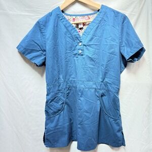 Koi Style 175 Justine WOMENS Caribbean BAHAMA Blue Scrub Top Size Medium